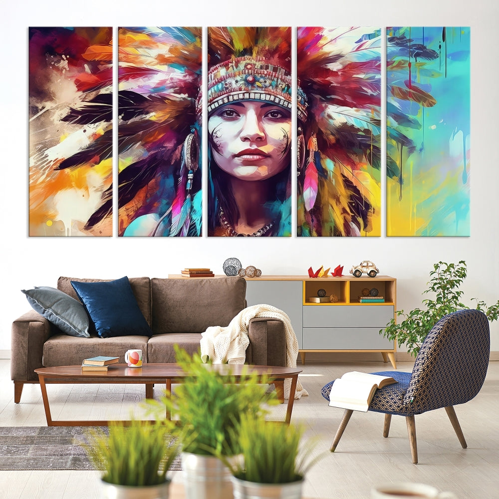 Extra Large Native American Wall Art Canvas Print Indian Artwork for Wall