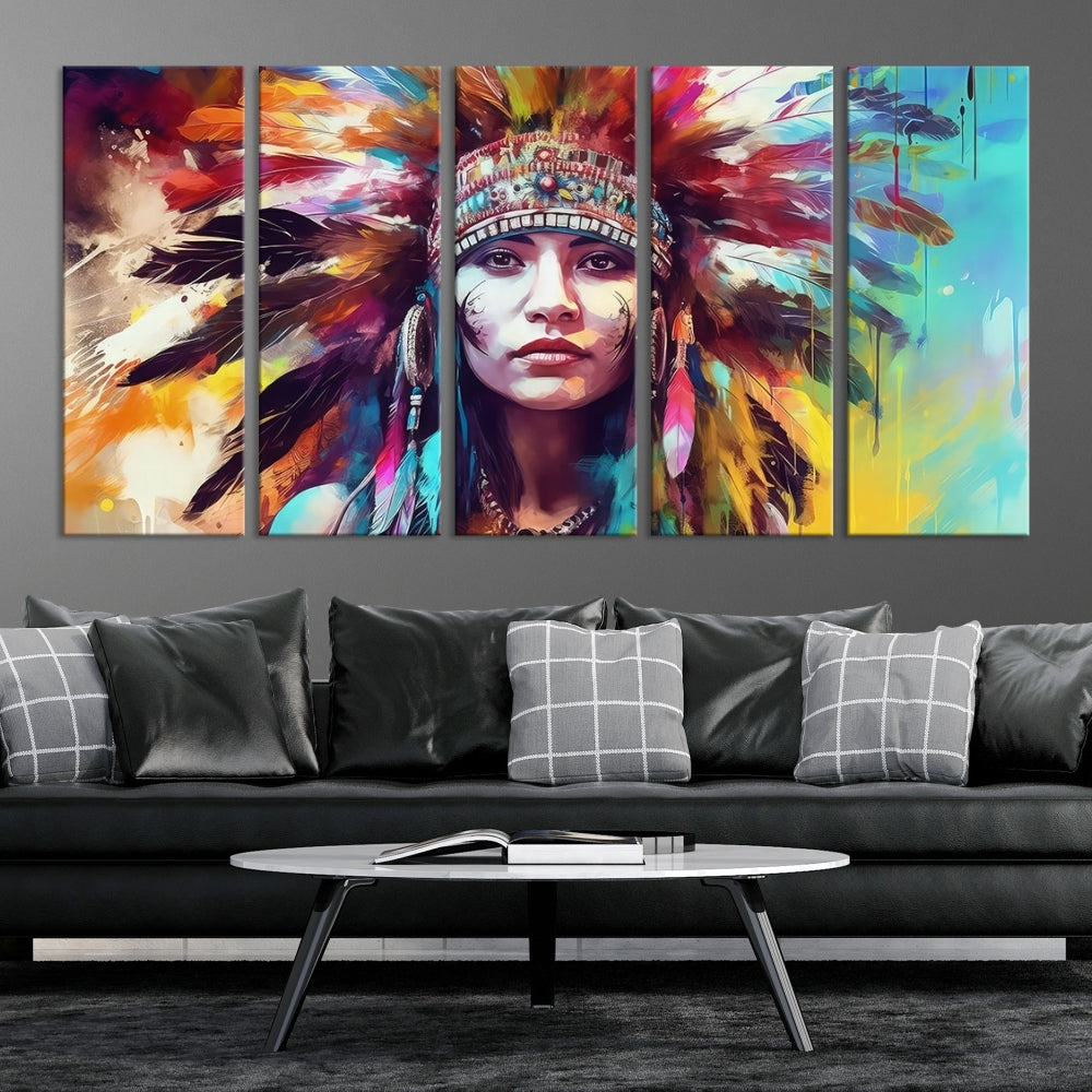 Extra Large Native American Wall Art Canvas Print Indian Artwork for Wall