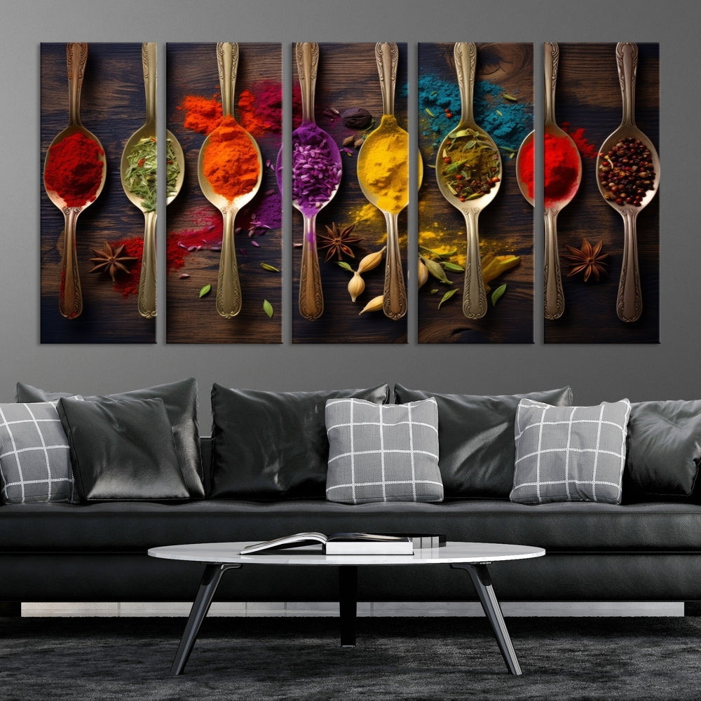 Choice Of Spices Art Canvas Print, Framed Canvas Kitchen Wall Decor, Set of Panel, Kitchen Gift for Chefs