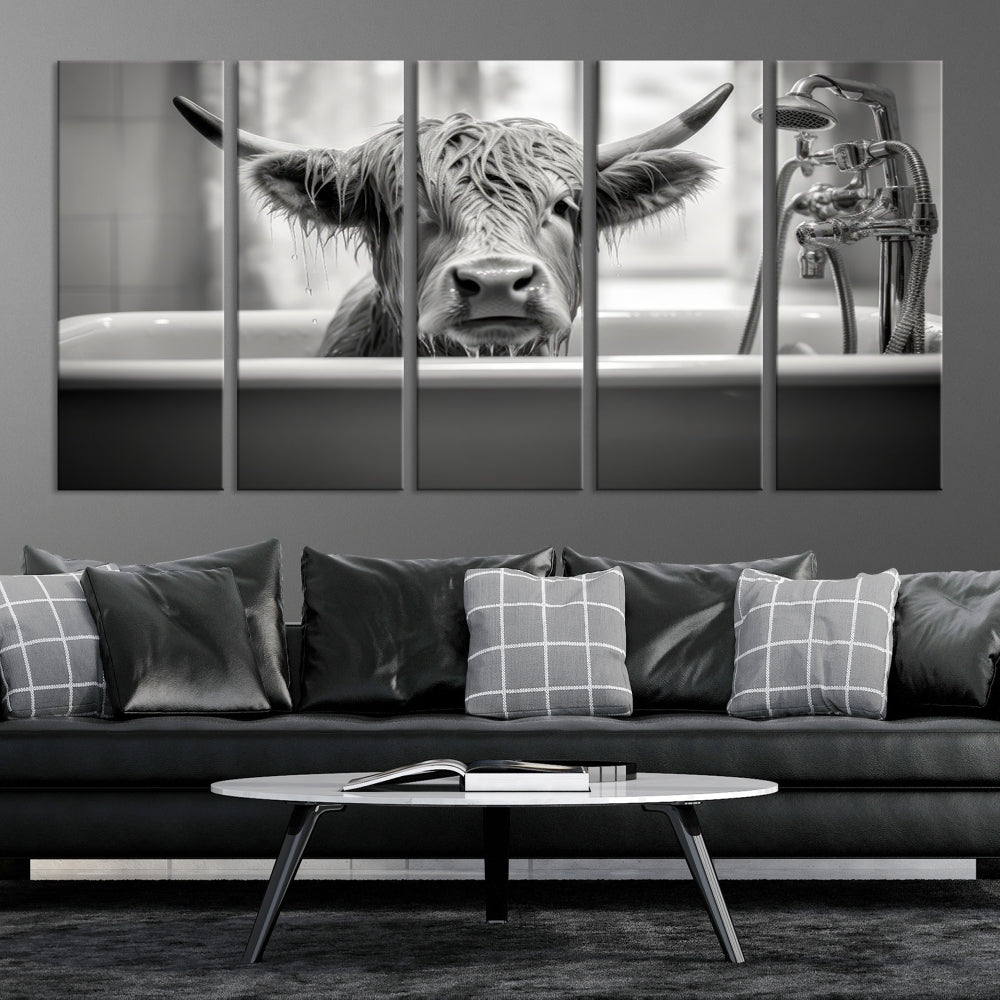 Piece Cow Canvas Print Highland Cow Animal Wall Art for Living Room, Cabin Wall Decor