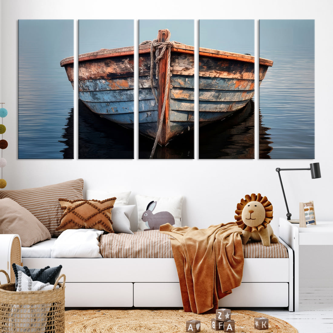 Old Rustic Boat Canvas Wall Art Print Nautical Wall Decor Soothing Modern Art Print