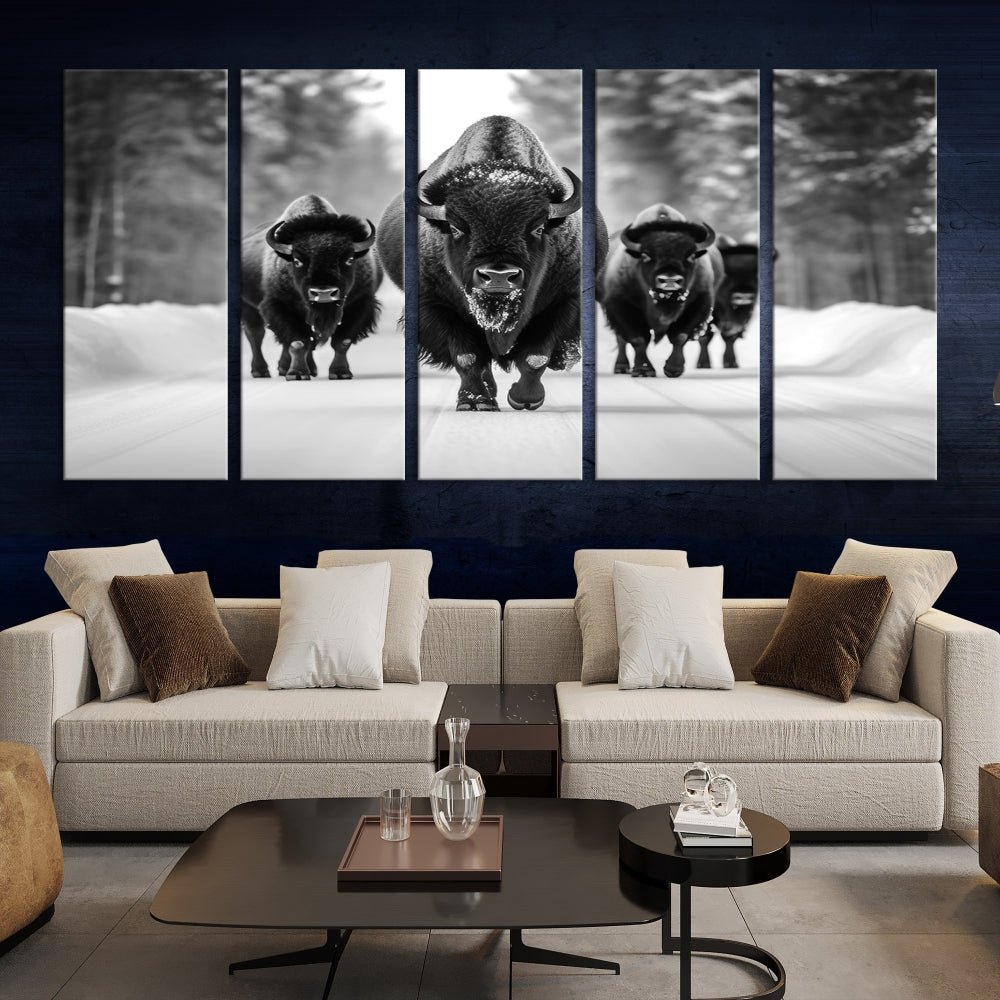 Bison Cow Canvas Wall Art Farmhouse Decor Buffalo Print Rustic Wall Decor Animals Painting Bison Wall Art