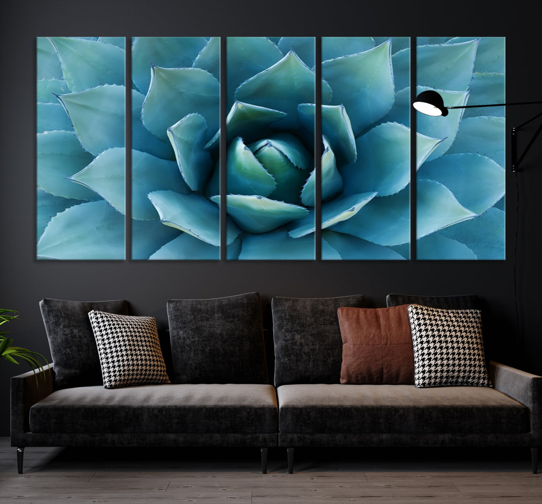 Large Wall Art Canvas Print - Blue Agave Flower Taken over It