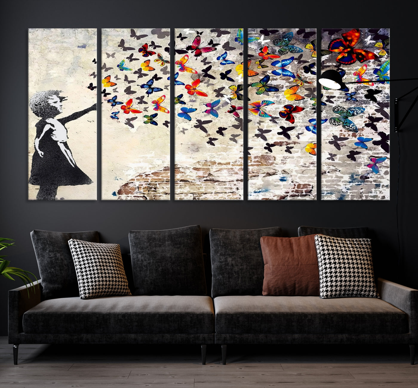 Banksy Girl Butterfly Street Artwork Wall Art Canvas Print