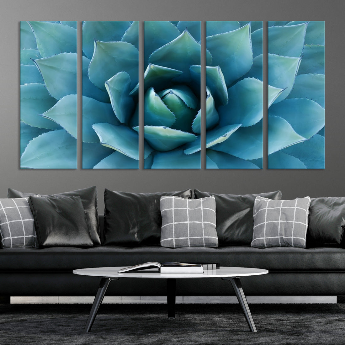 Large Wall Art Canvas Print - Blue Agave Flower Taken over It