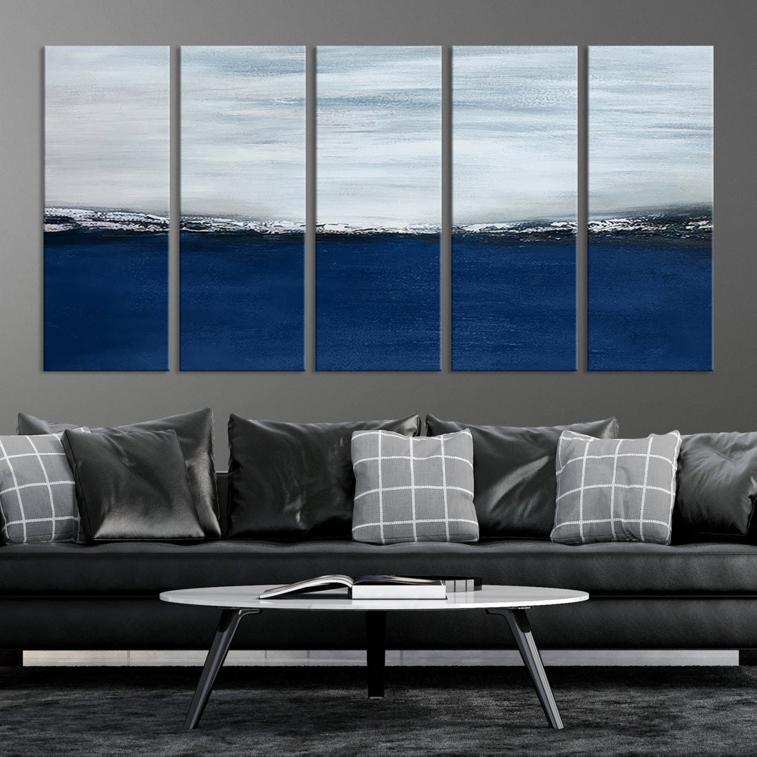 Navy Blue Abstract Wall Art Canvas Print