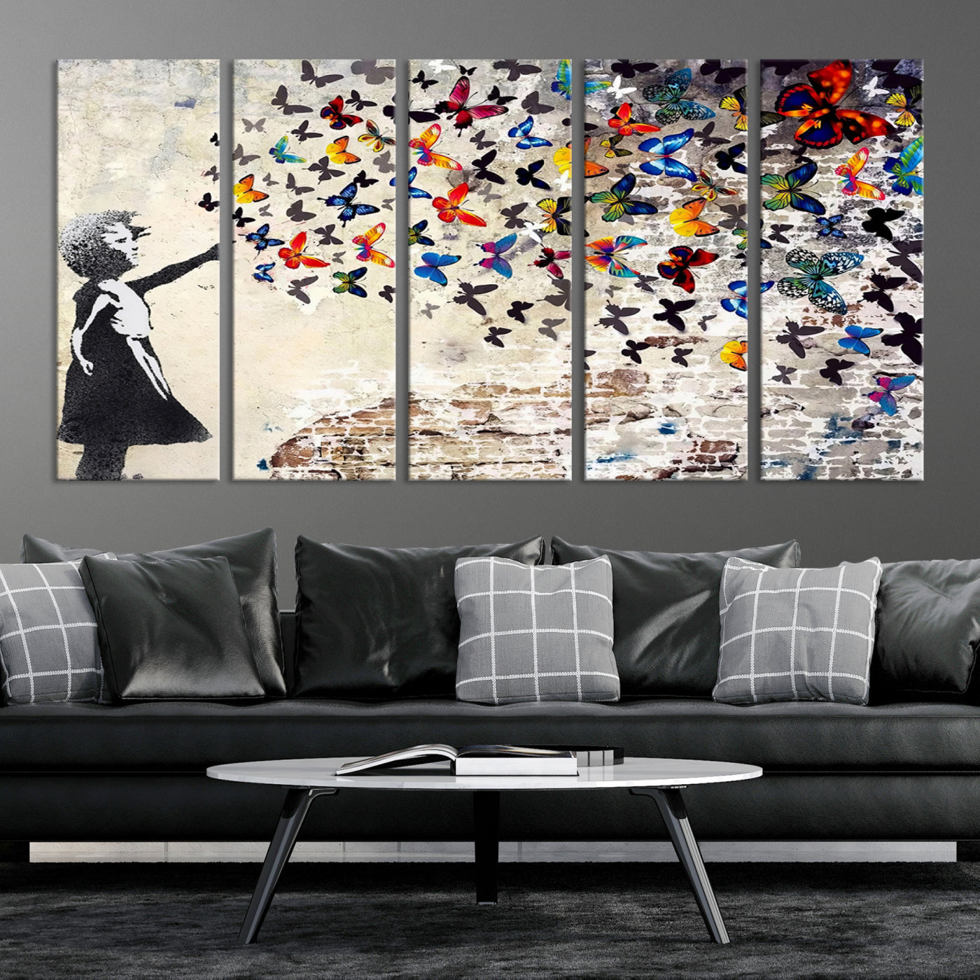 Banksy Girl Butterfly Street Artwork Wall Art Canvas Print