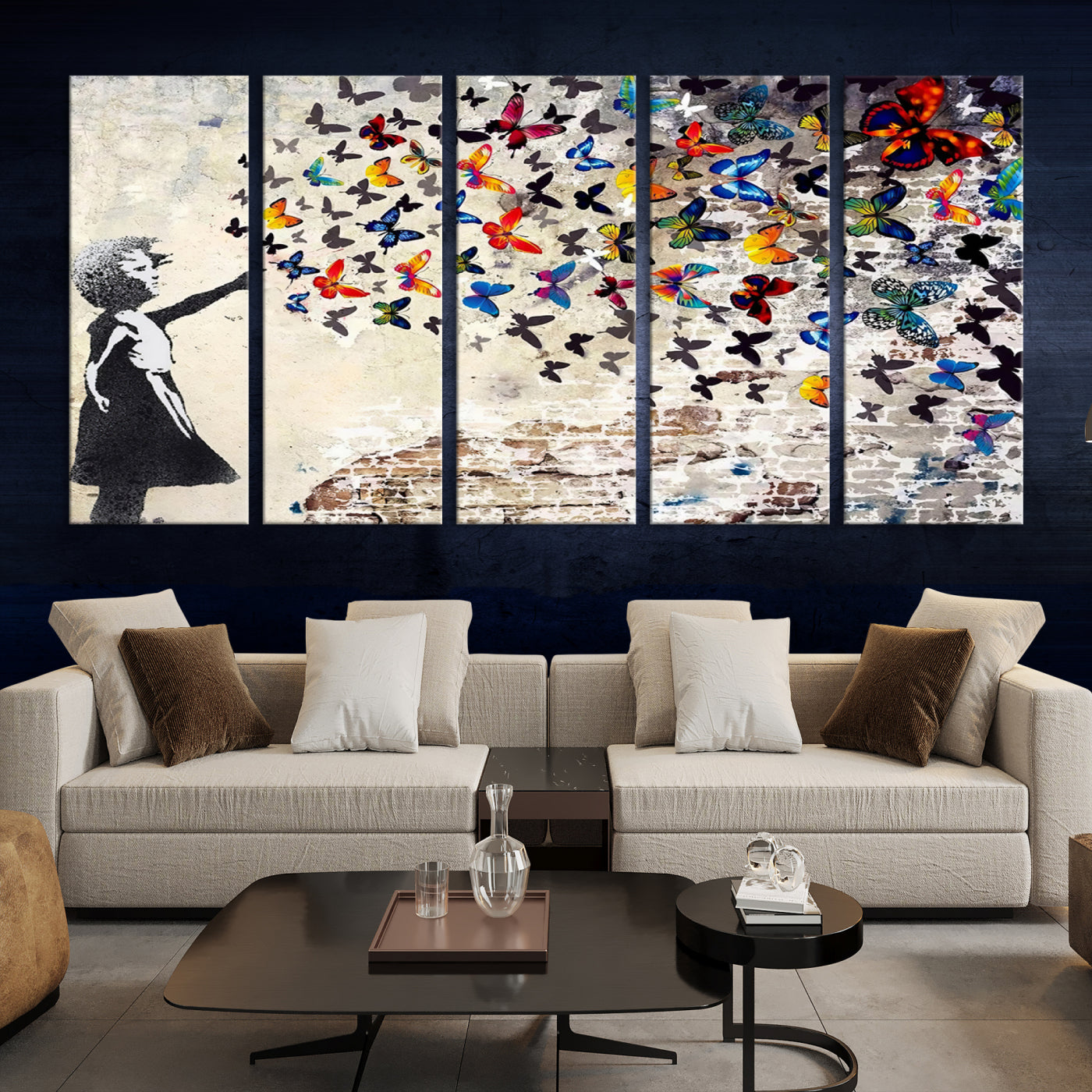 Banksy Girl Butterfly Street Artwork Wall Art Canvas Print