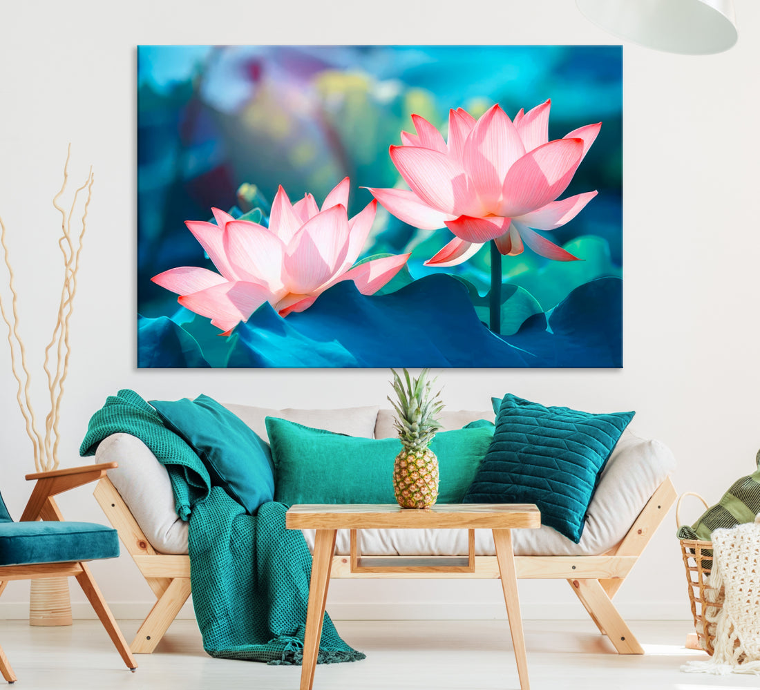 Lotus flower wall art Lotus canvas print Botanical wall art Floral Print Zen art Extra large wall art Multi panel canvas Bedroom Wall Art