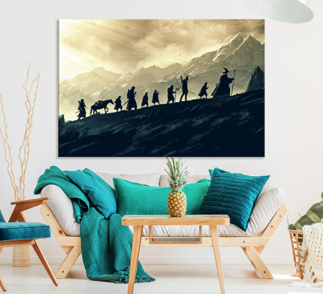 Fellowship of the Ring Wall Art Canvas Print, Framed set of 3 LOTR Print, Lord of the Rings Canvas Art