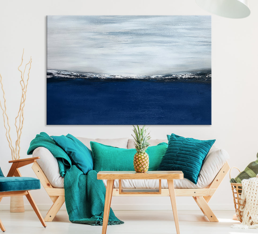 Navy Blue Abstract Wall Art Canvas Print