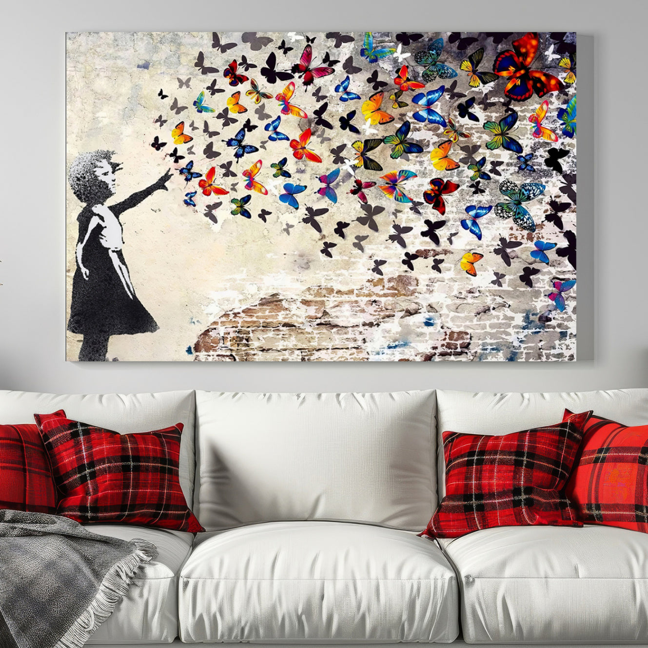 Banksy Girl Butterfly Street Artwork Wall Art Canvas Print