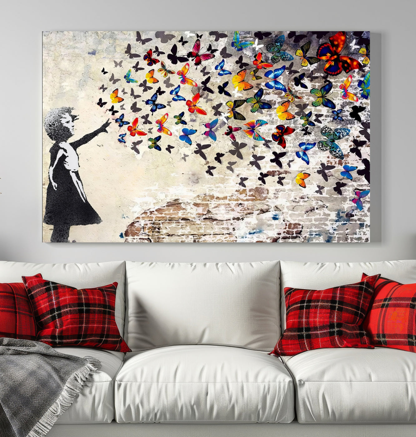 Banksy Girl Butterfly Street Artwork Wall Art Canvas Print