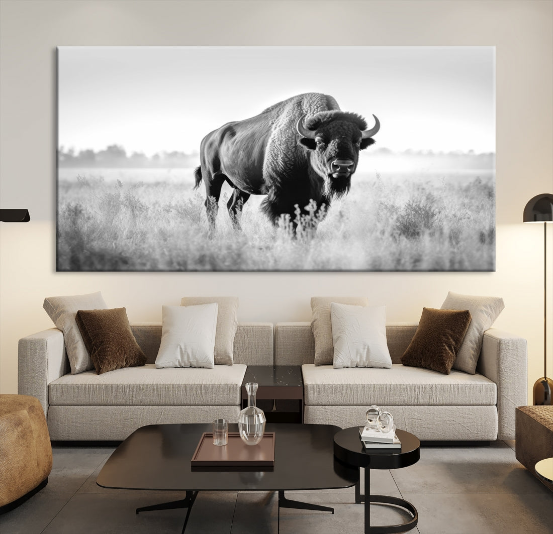 Cow Bighorn Wall Art Canvas Print, Longhorn Texas Large Cow Animal Canvas Print