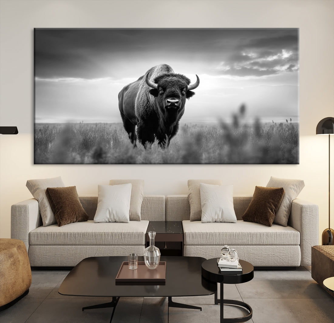 Cow Bighorn Wall Art Canvas Print, Longhorn Texas Large Cow Animal Canvas Print