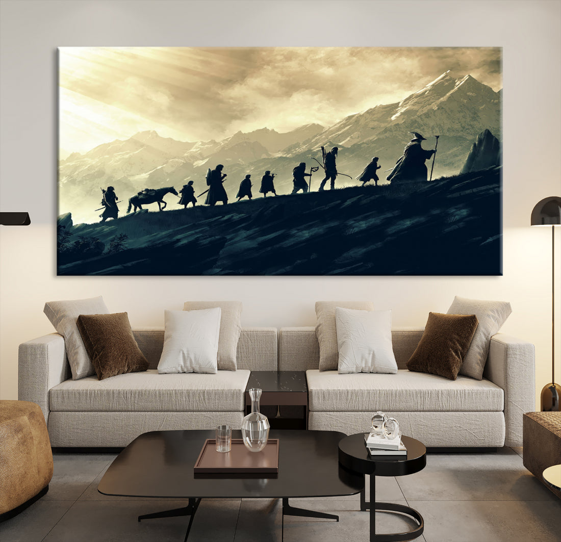 Fellowship of the Ring Wall Art Canvas Print, Framed set of 3 LOTR Print, Lord of the Rings Canvas Art