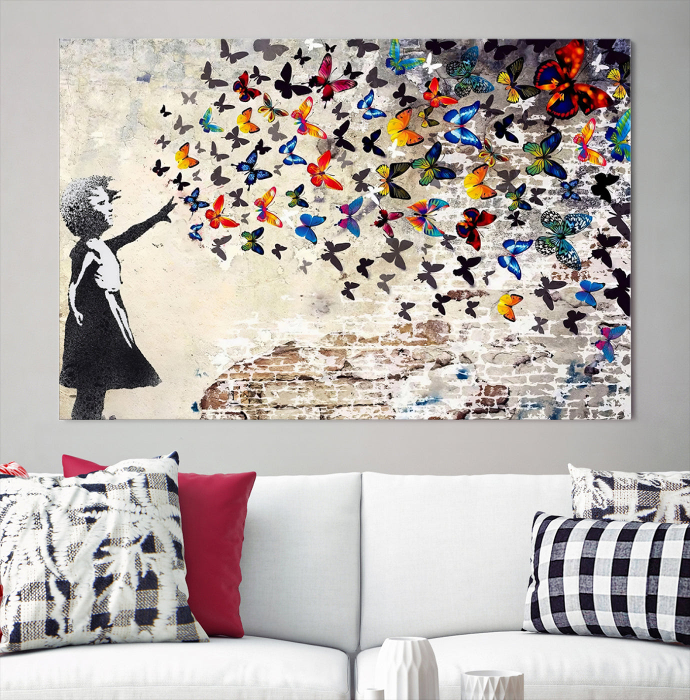 Banksy Girl Butterfly Street Artwork Wall Art Canvas Print