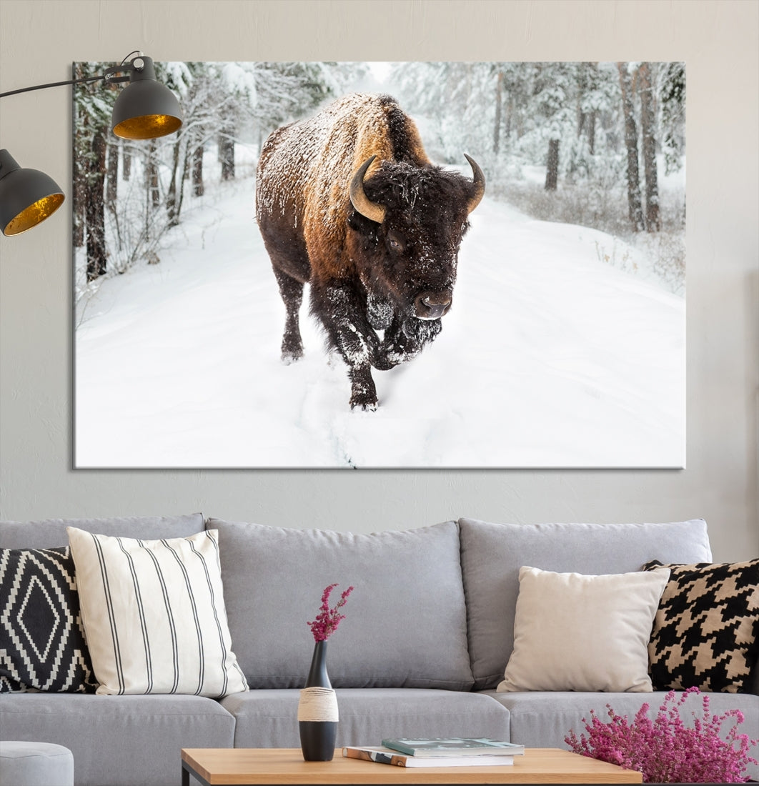 Bison Wall Art Canvas Print Winter