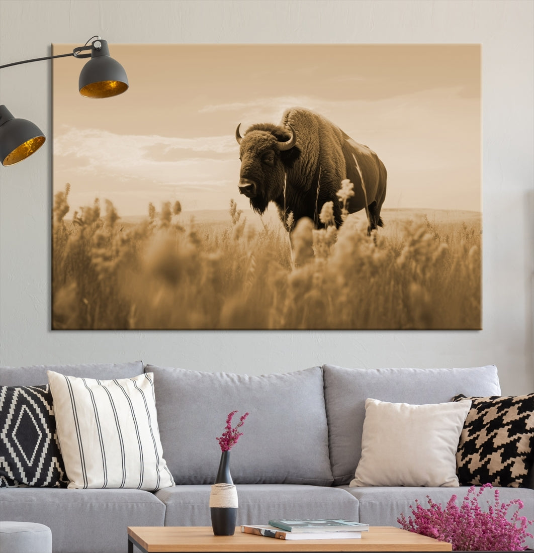 Cow Bighorn Wall Art Canvas Print, Longhorn Texas Large Cow Animal Canvas Print