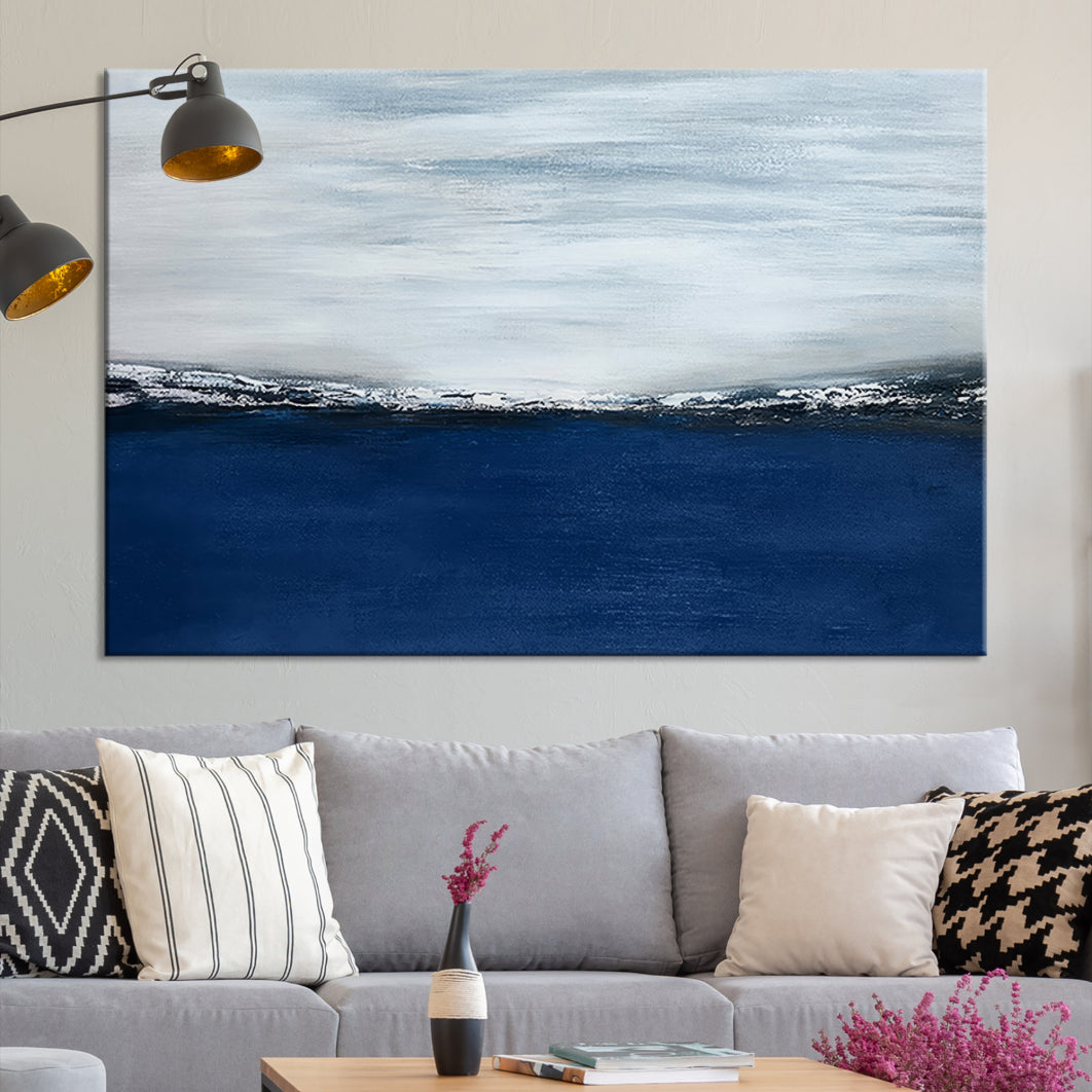 Navy Blue Abstract Wall Art Canvas Print