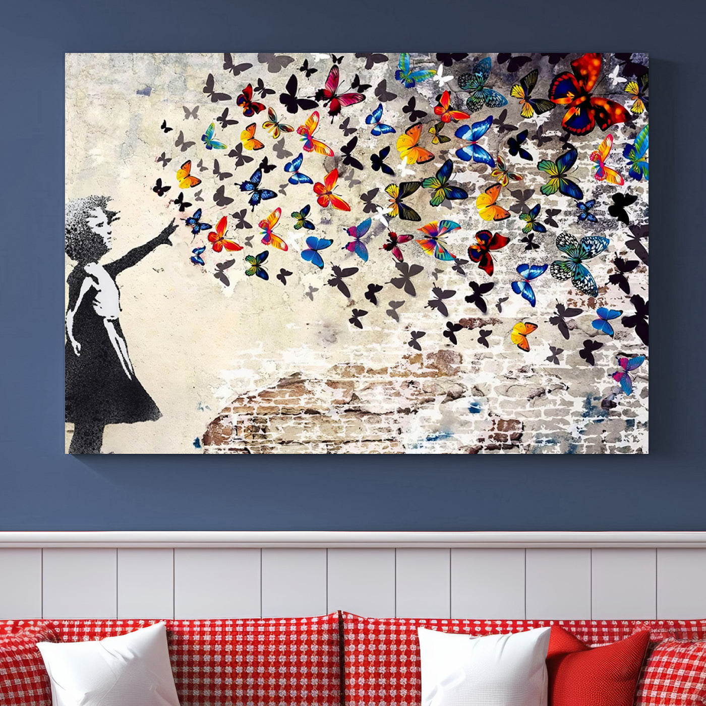 Banksy Girl Butterfly Street Artwork Wall Art Canvas Print