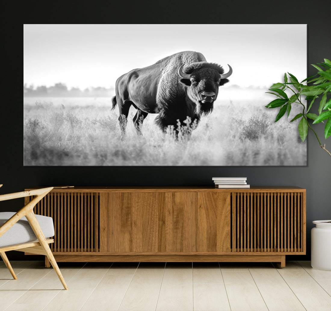 Cow Bighorn Wall Art Canvas Print, Longhorn Texas Large Cow Animal Canvas Print