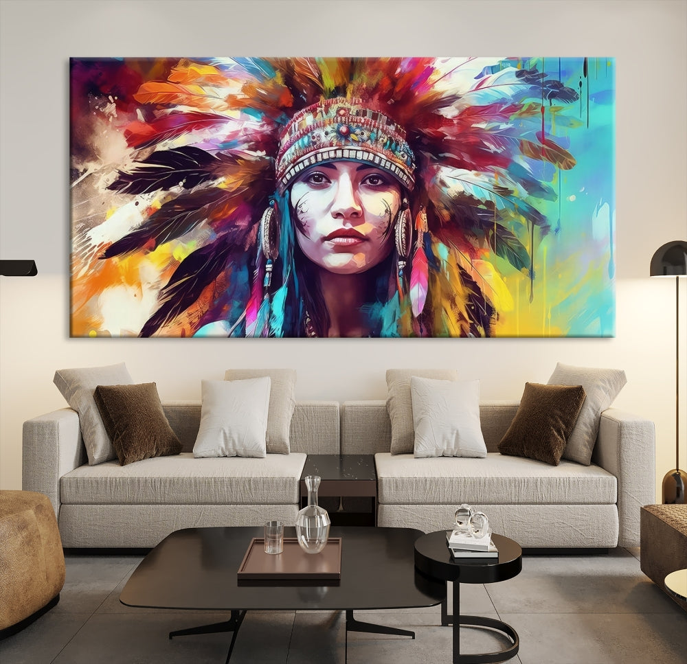 Extra Large Native American Wall Art Canvas Print Indian Artwork for Wall