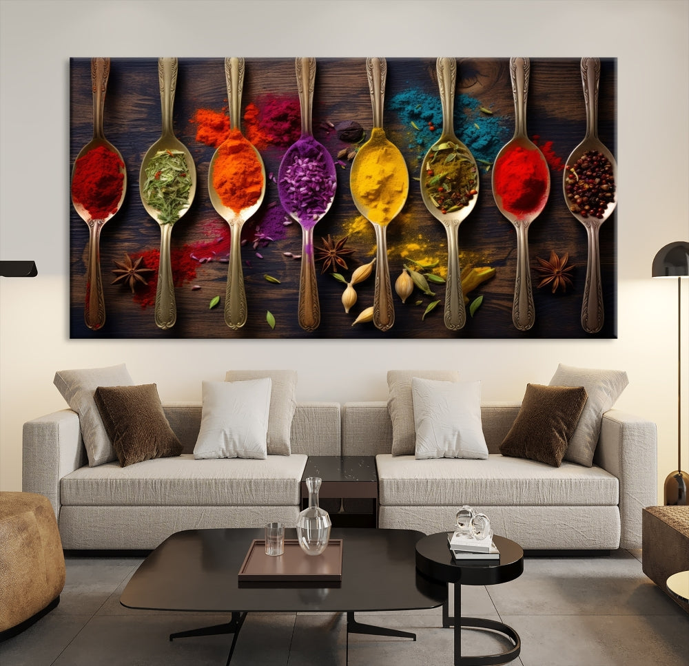Choice Of Spices Art Canvas Print, Framed Canvas Kitchen Wall Decor, Set of Panel, Kitchen Gift for Chefs