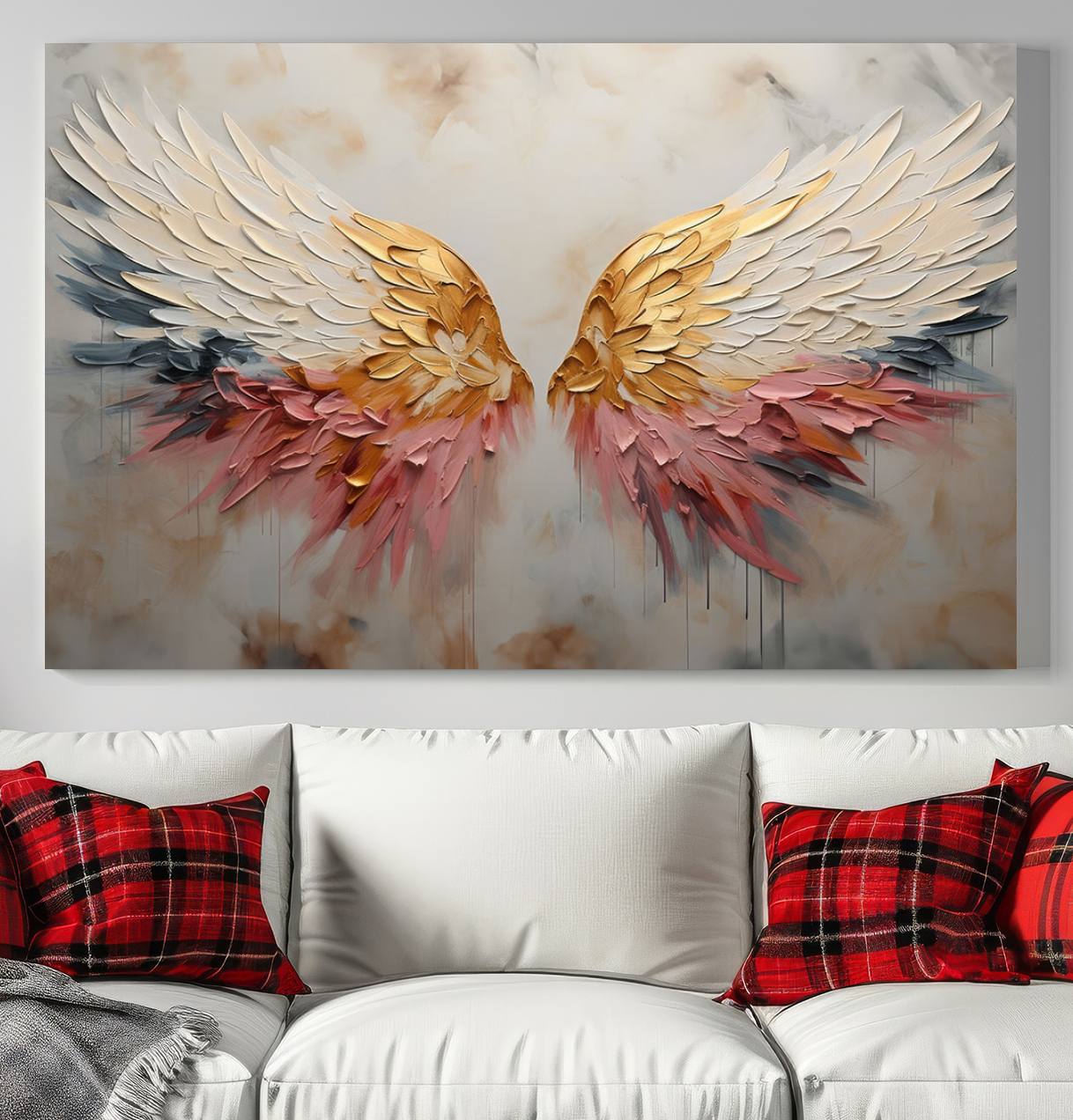 Oil Painting Style Abstract Angel Wing Wall Art Canvas Print