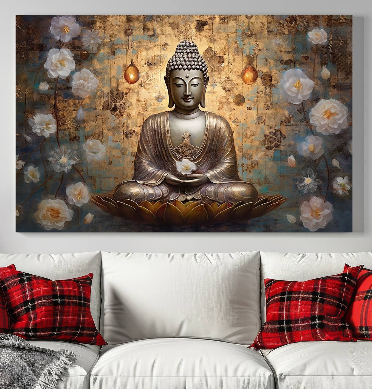 Buddha Wall Art Canvas Print, Hindu Buddha Meditation Room Decor