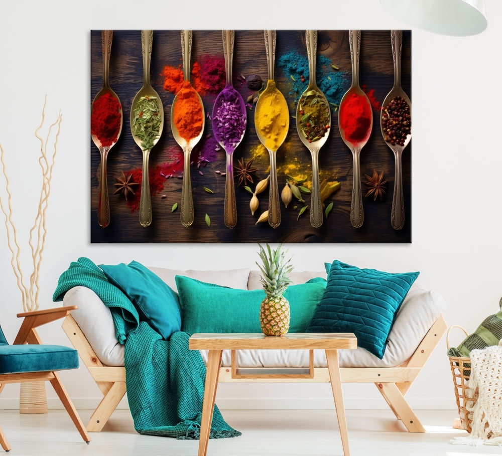 Choice Of Spices Art Canvas Print, Framed Canvas Kitchen Wall Decor, Set of Panel, Kitchen Gift for Chefs