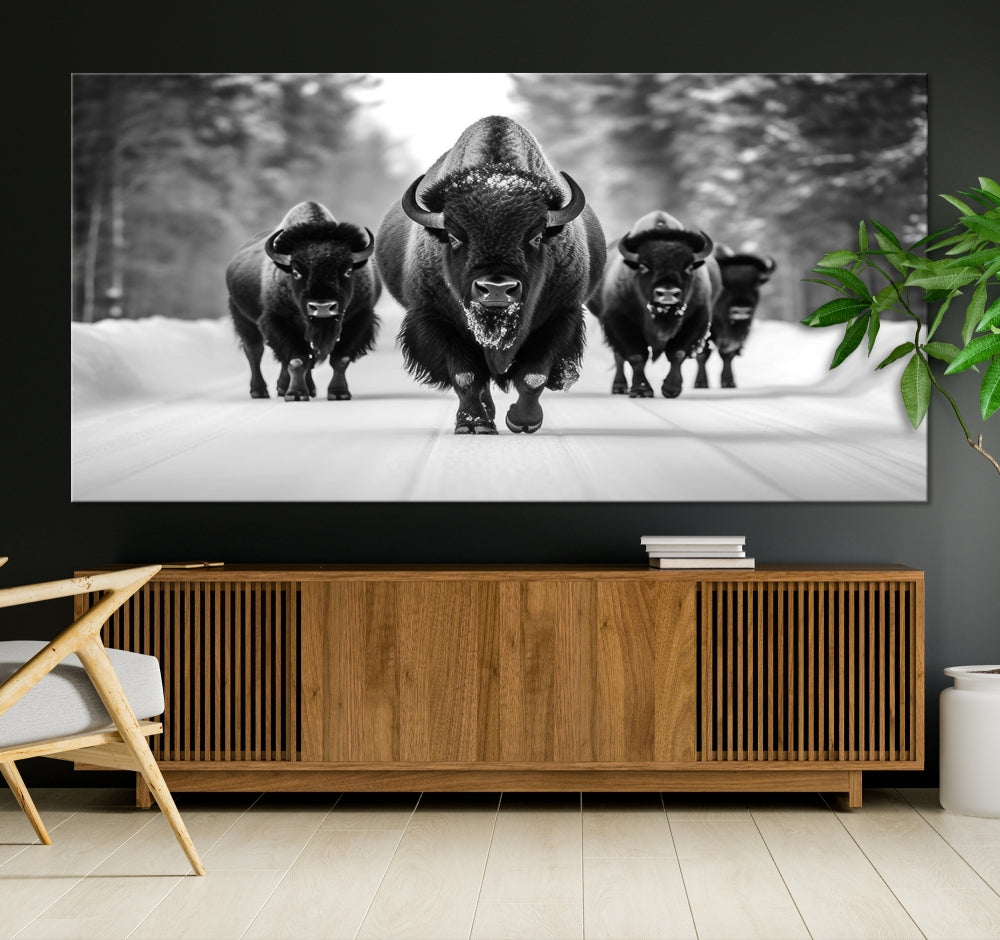 Bison Cow Canvas Wall Art Farmhouse Decor Buffalo Print Rustic Wall Decor Animals Painting Bison Wall Art