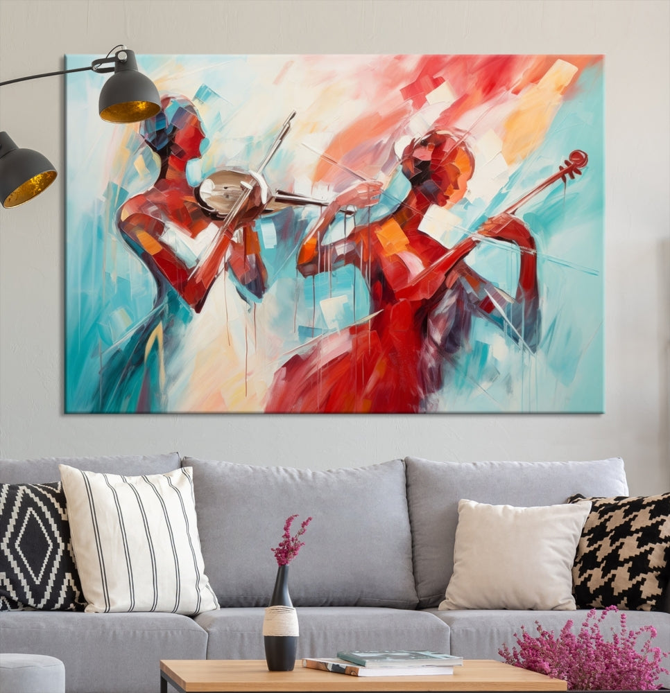 Abstract Jazz Painting, Printed on Canvas Wall Art, Jazz Music Singers, Large Print Original Canvas