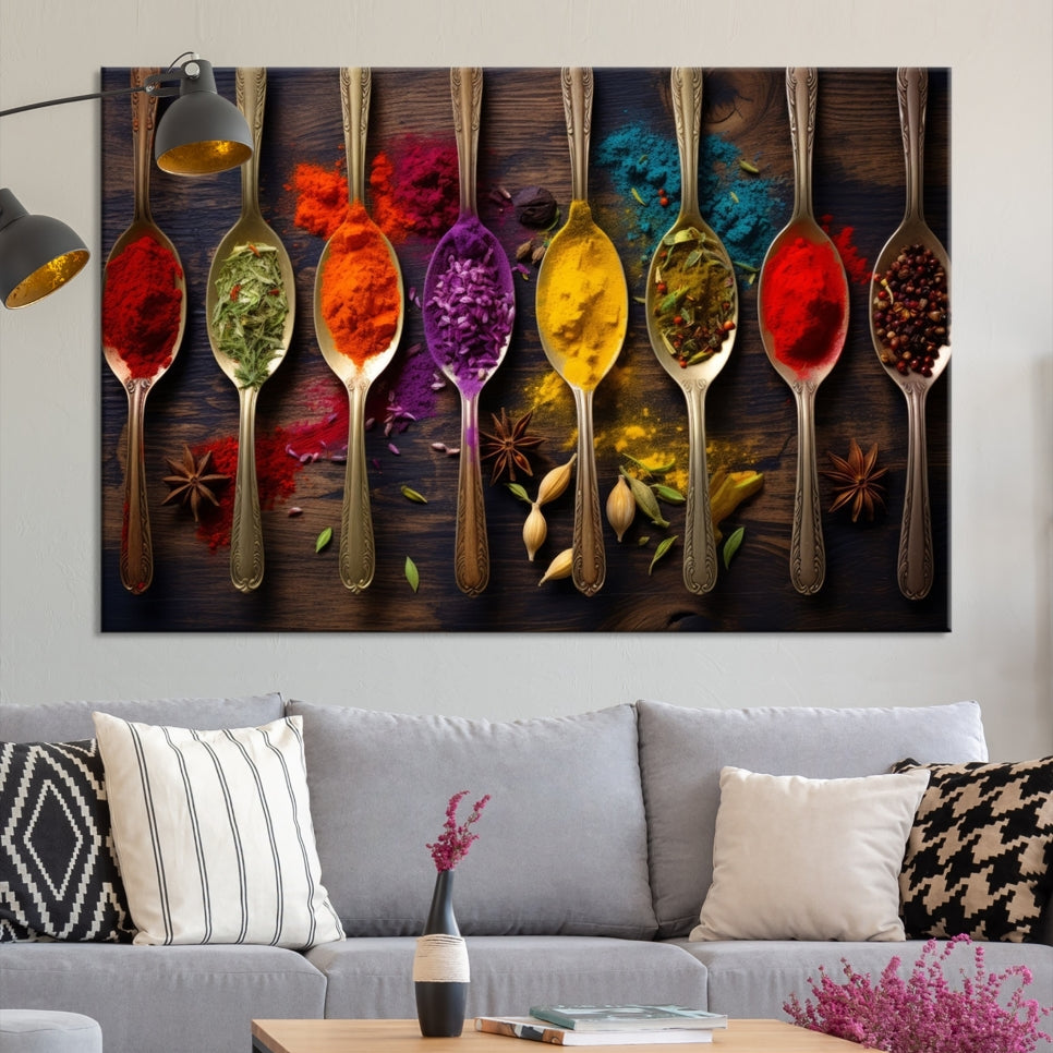 Choice Of Spices Art Canvas Print, Framed Canvas Kitchen Wall Decor, Set of Panel, Kitchen Gift for Chefs