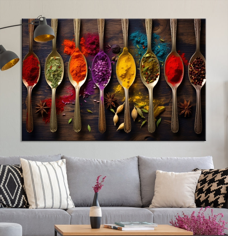 Choice Of Spices Art Canvas Print, Framed Canvas Kitchen Wall Decor, Set of Panel, Kitchen Gift for Chefs