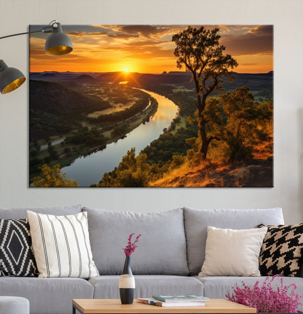 Large Sunset Print Set of Landscape Canvas Wall Art Nature Printed Art Home Decor