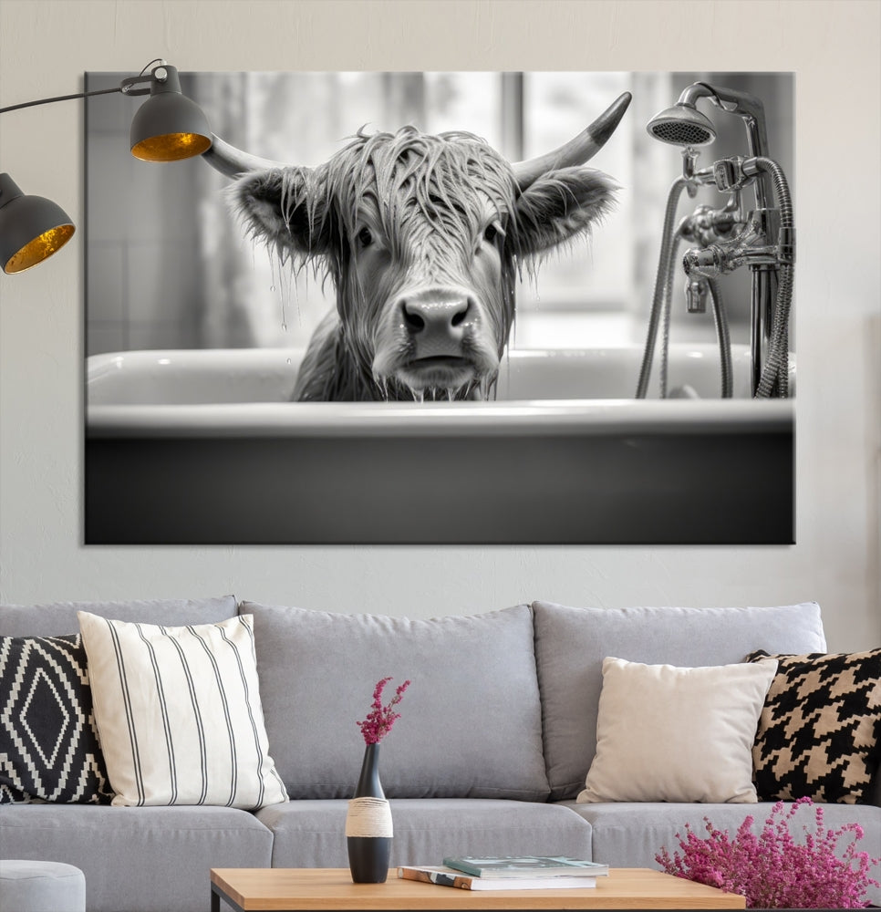 Piece Cow Canvas Print Highland Cow Animal Wall Art for Living Room, Cabin Wall Decor