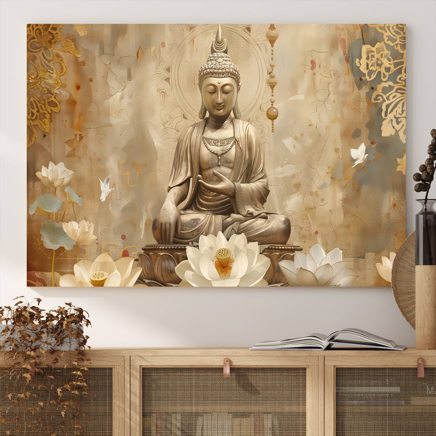 Buddha Wall Art Canvas Print, Buddha Meditation Room Decor, Yoga Room Wall Decor