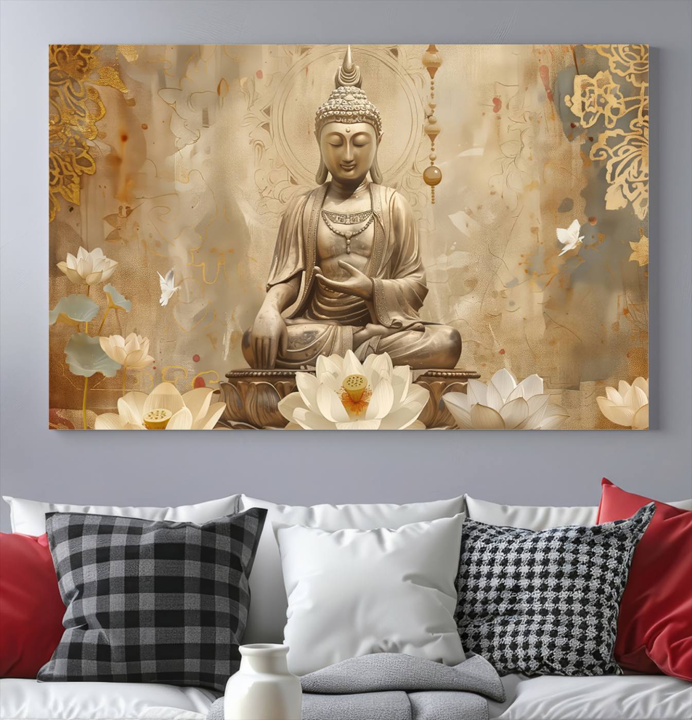 Buddha Wall Art Canvas Print, Buddha Meditation Room Decor, Yoga Room Wall Decor