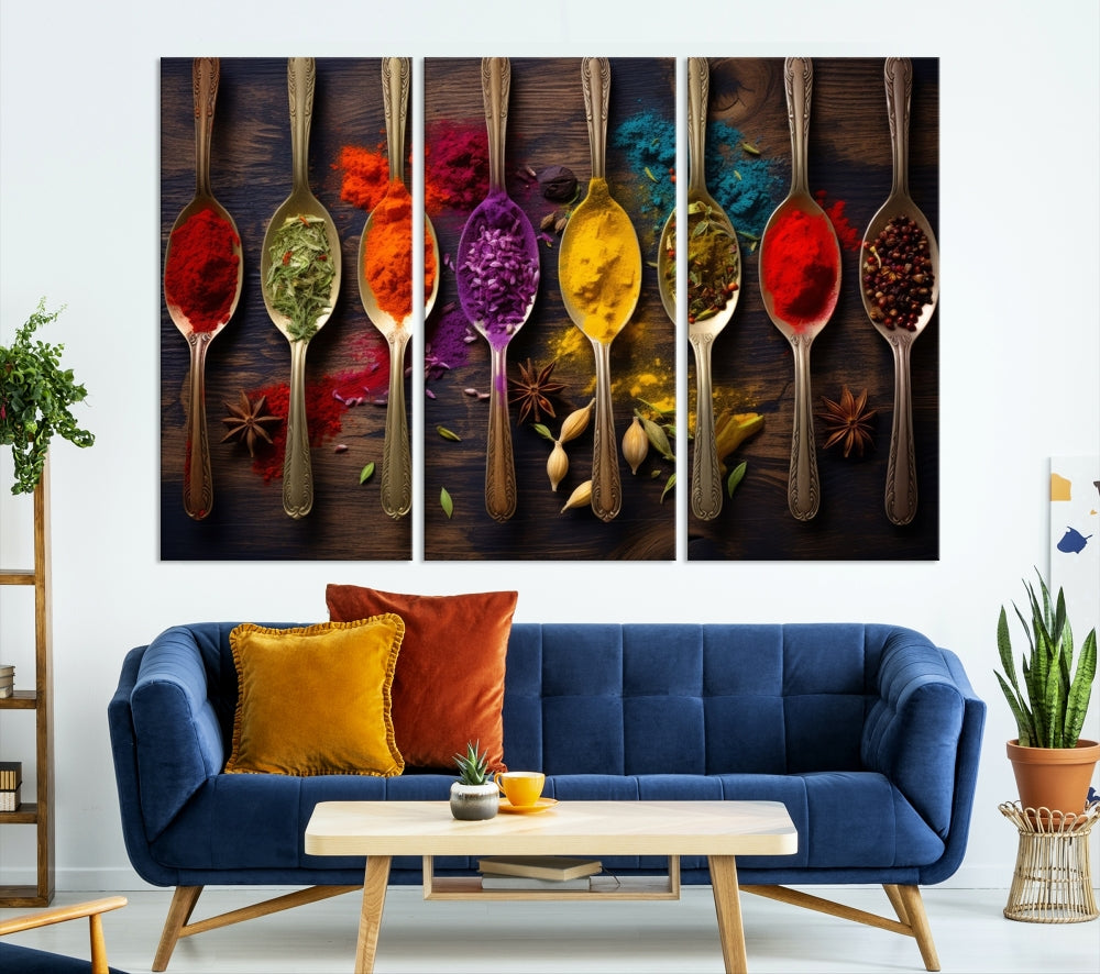 Choice Of Spices Art Canvas Print, Framed Canvas Kitchen Wall Decor, Set of Panel, Kitchen Gift for Chefs