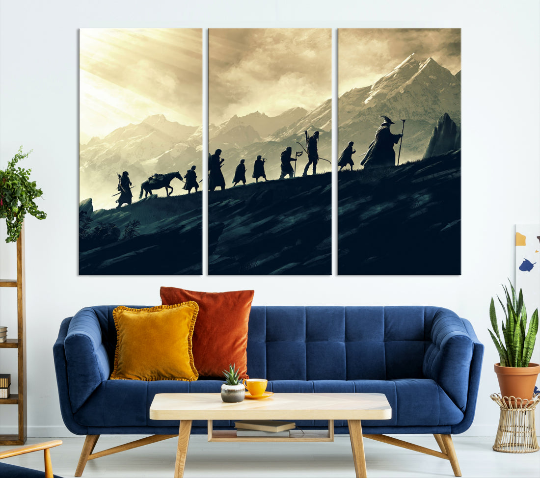 Fellowship of the Ring Wall Art Canvas Print, Framed set of 3 LOTR Print, Lord of the Rings Canvas Art