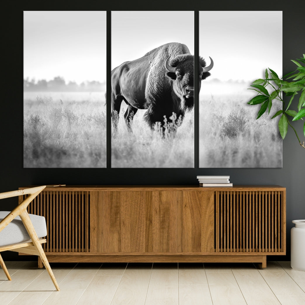 Cow Bighorn Wall Art Canvas Print, Longhorn Texas Large Cow Animal Canvas Print