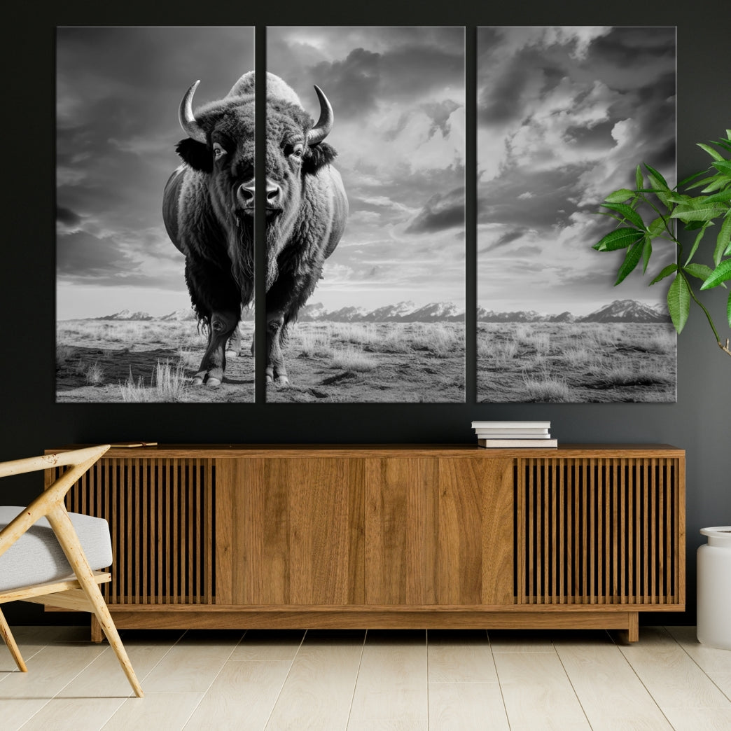 Cow Bighorn Wall Art Canvas Print, Longhorn Texas Large Cow Animal Canvas Print