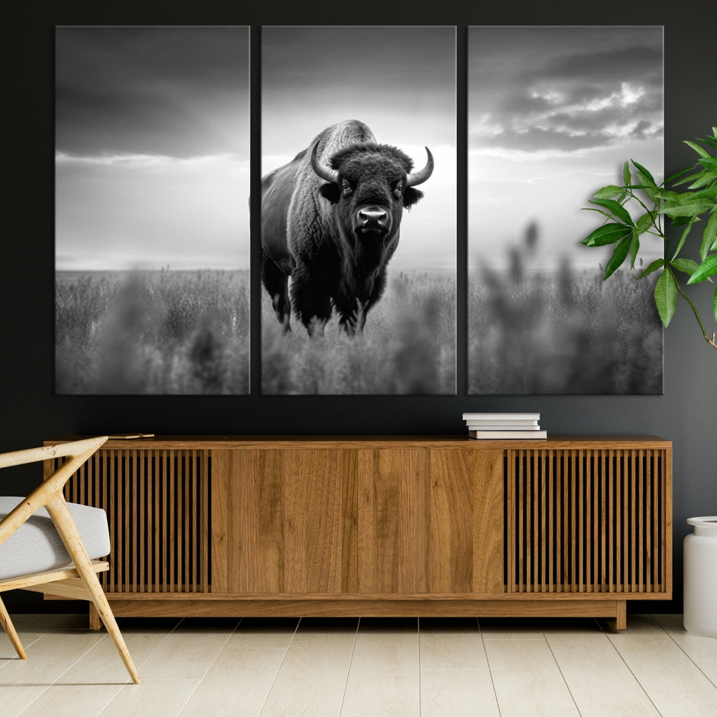 Cow Bighorn Wall Art Canvas Print, Longhorn Texas Large Cow Animal Canvas Print