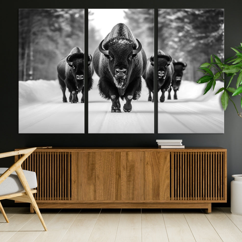 Bison Cow Canvas Wall Art Farmhouse Decor Buffalo Print Rustic Wall Decor Animals Painting Bison Wall Art