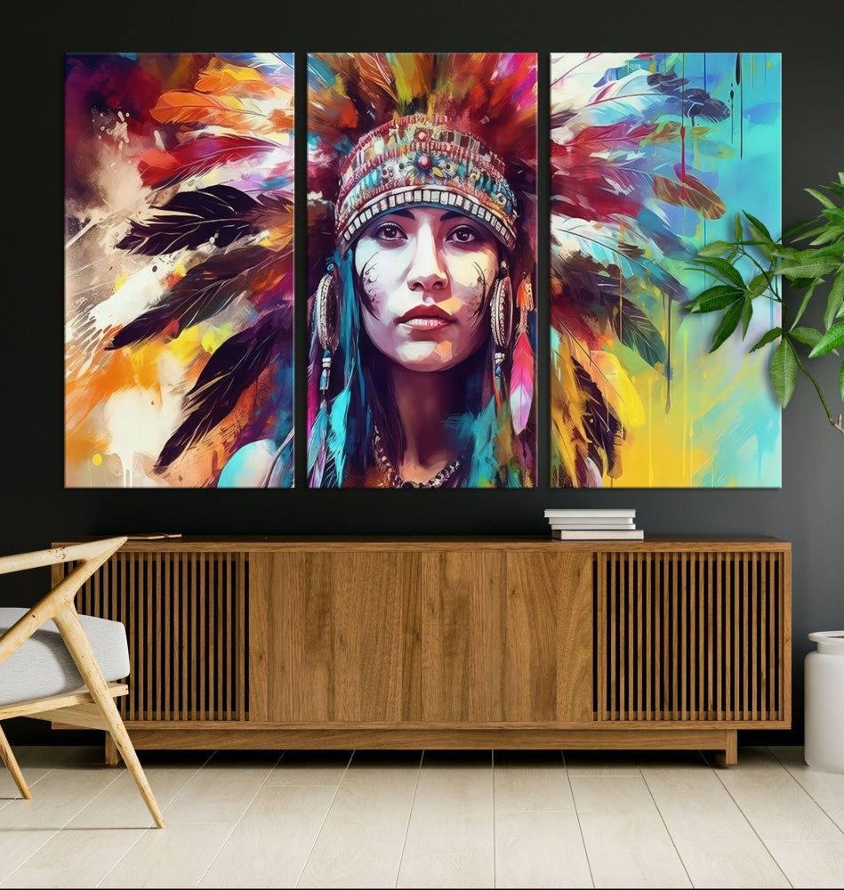 Extra Large Native American Wall Art Canvas Print Indian Artwork for Wall