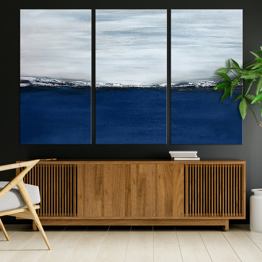 Navy Blue Abstract Wall Art Canvas Print