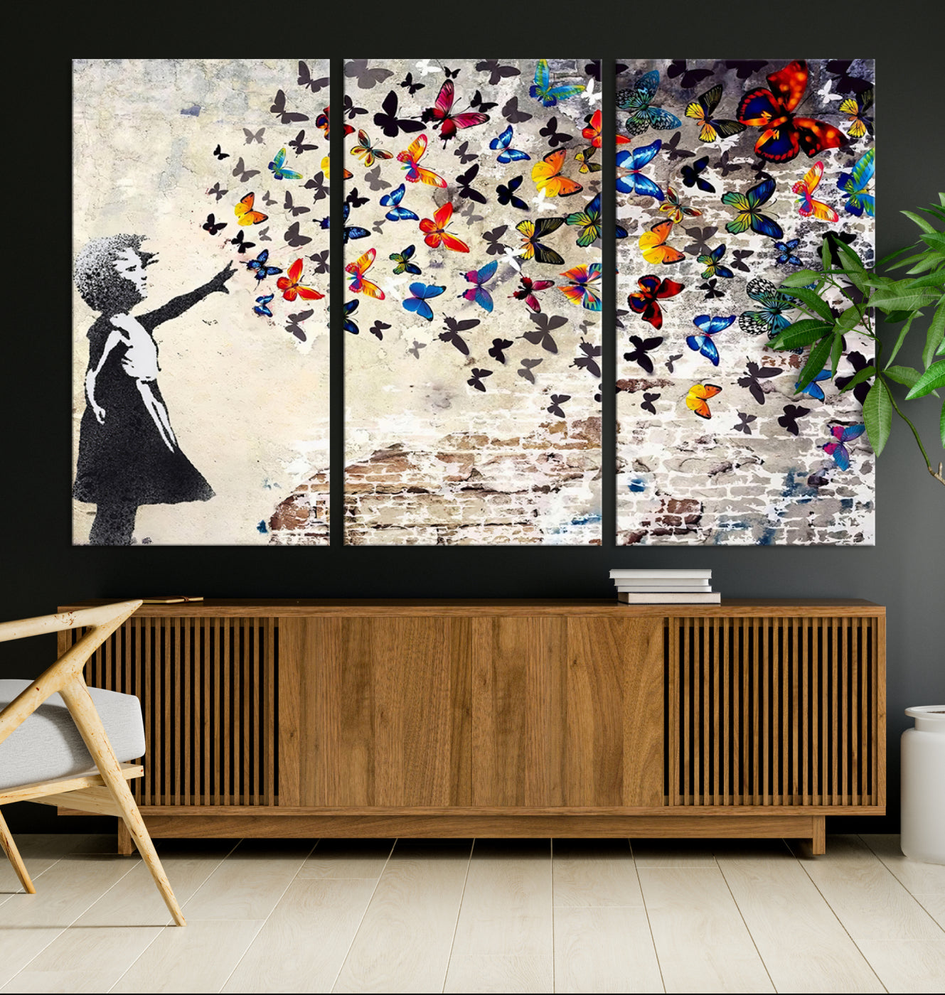 Banksy Girl Butterfly Street Artwork Wall Art Canvas Print