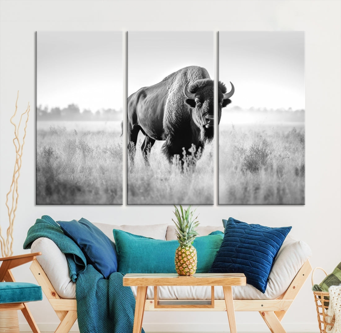 Cow Bighorn Wall Art Canvas Print, Longhorn Texas Large Cow Animal Canvas Print