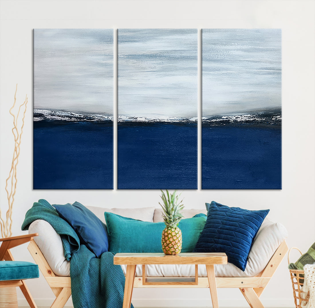 Navy Blue Abstract Wall Art Canvas Print